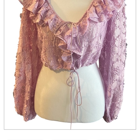 FOR LOVE & LEMONS Tatiana Blouse in Purple Size Small - Picture 2 of 11